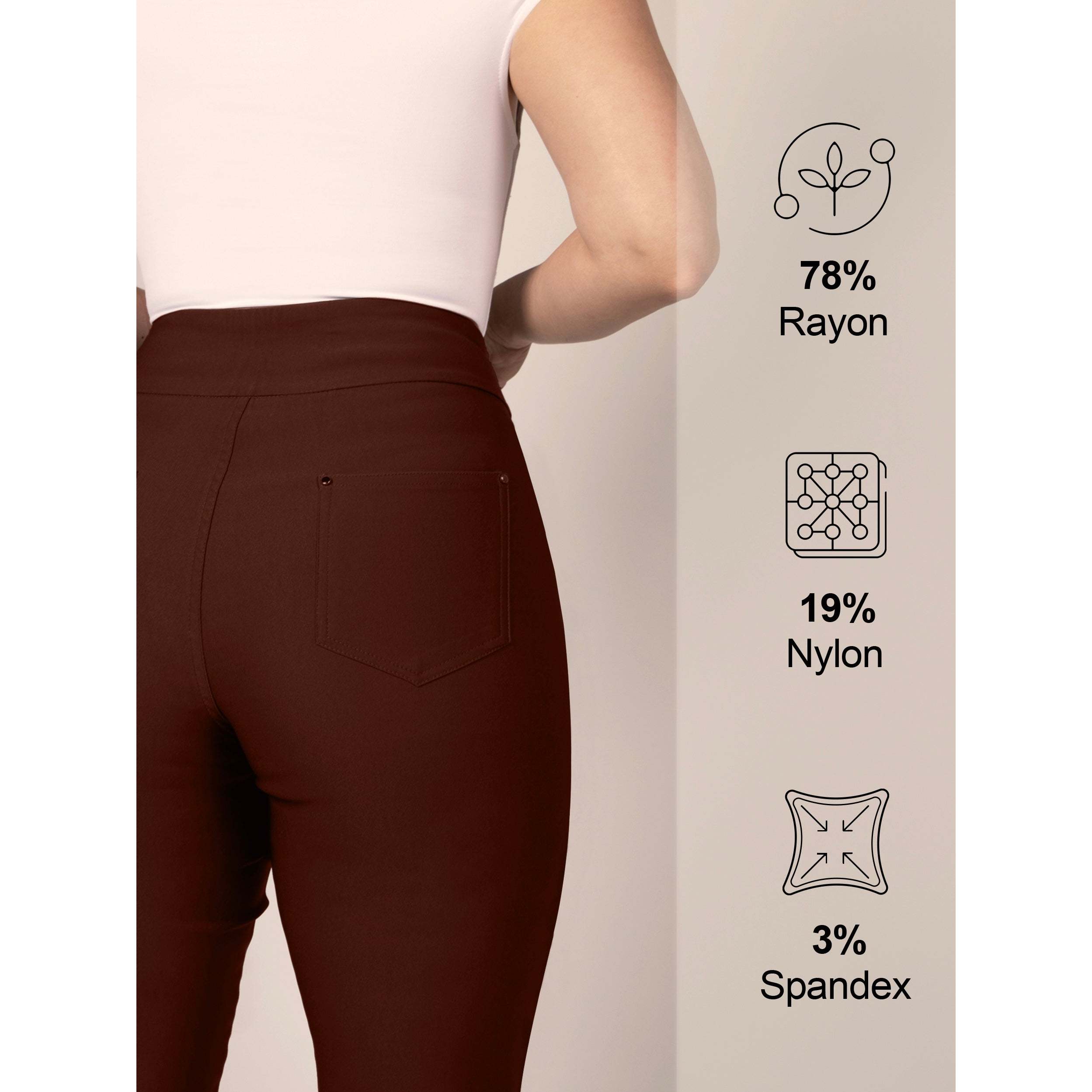 Jenna Rose Women's Petite Size Yoga Dress Pants Slim Fit Office Casual Slacks Stretchy Straight-Leg Work Pants 5 Pockets Spandex