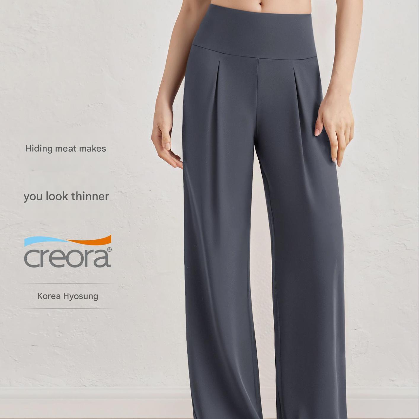 Naked Feel High Waist Wide Leg Pants Women Summer Lightweight Loose Fit Slimming Flowing Yoga Straight Leg Trousers