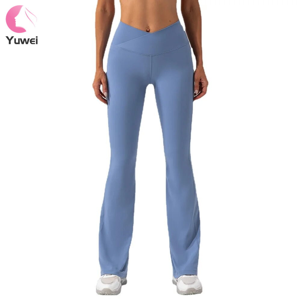 Women's High Waist Bootcut Gym Workout Pants Non-See through Bootleg Yoga Pants with Tummy Control Solid Spandex/Nylon