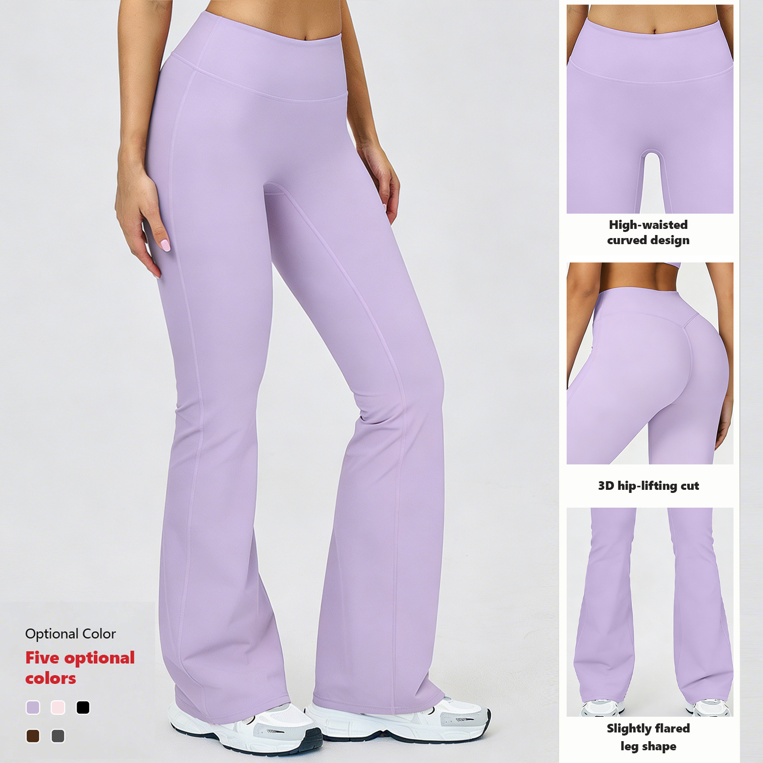 XW-ACK8002-3 Women High Waist Flare Leggings Waist 3D Hip Lifting Bootcut Gym Yoga Pants Flared Workout Wide-leg Pants