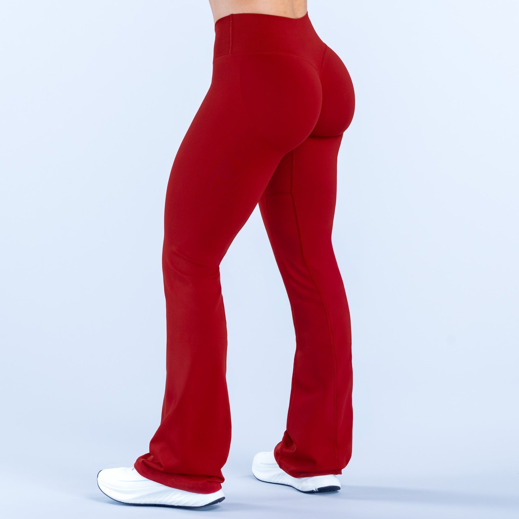 Women's Solid High-Waisted Yoga Pants Breathable Four-Way Stretch Knee-Length Sportswear Flared Pants Elastic Waistband