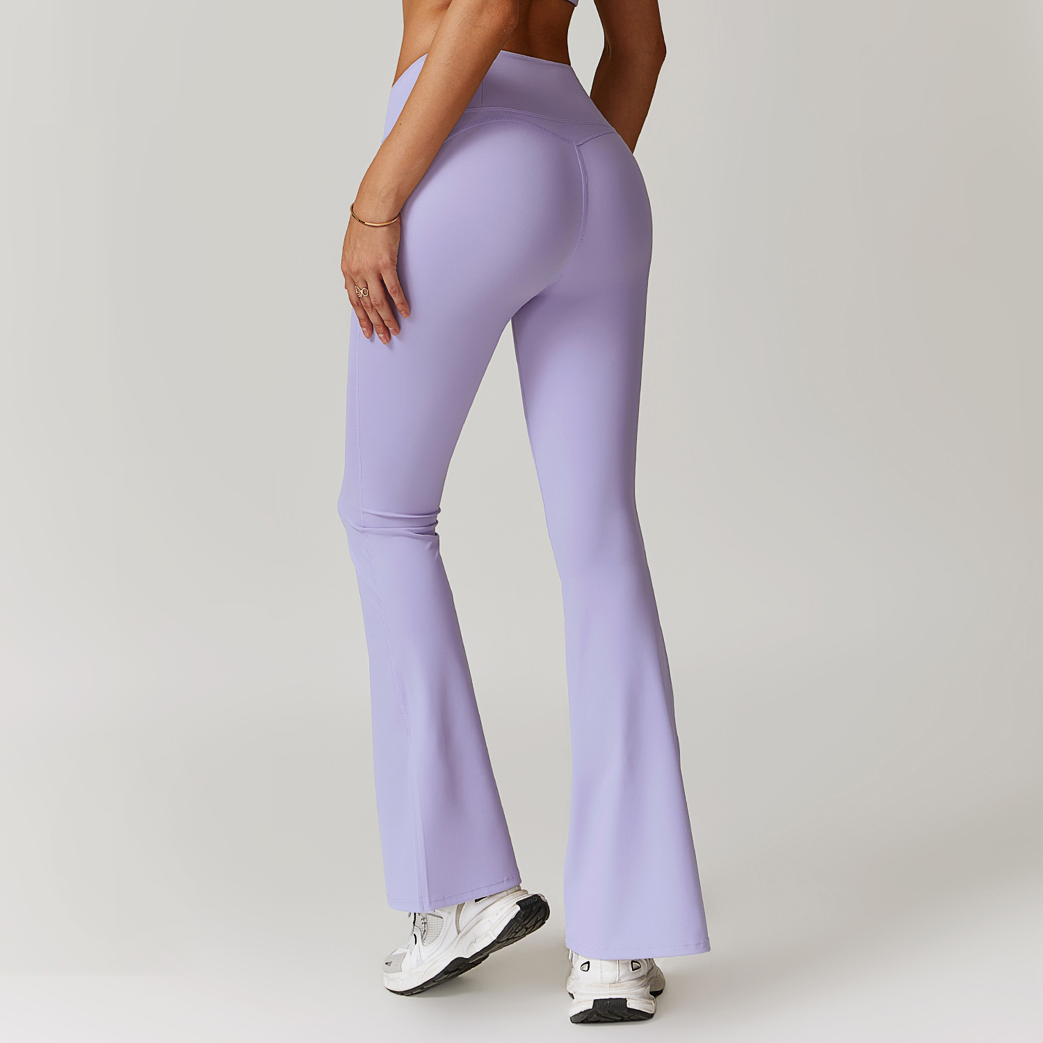 Flared Pants High Elastic Waist Four-Way Stretch No Awkward Lines Running Yoga Sweatpants Casual Slits Fitness Bootcut