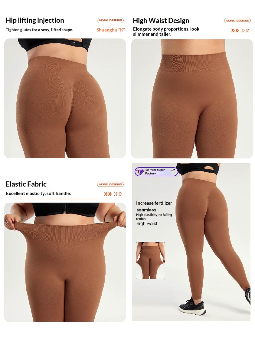 Breathable Stretch Soft Touch Women Plus Size High Waist Seamless Knee Length Yoga Pants for Gym Workout Daily Training