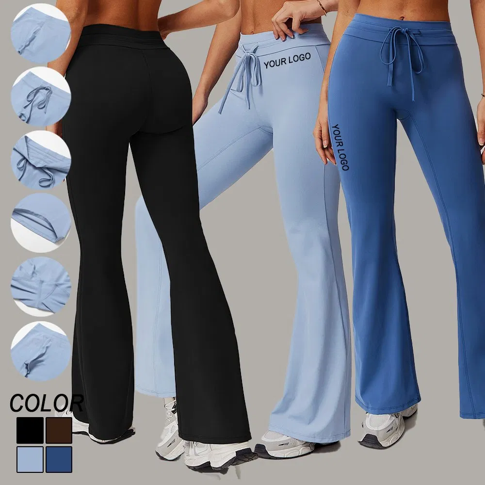 High-Waist Yoga Bell-Bottom Pants Fitness Wide-Leg Micro Stretch Casual Sports Pants Women