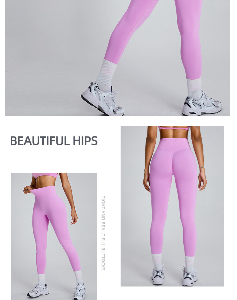 Seamless High-Waisted Yoga Pants with Contrast Binding Slim-Fit Workout Leggings for Running & Training