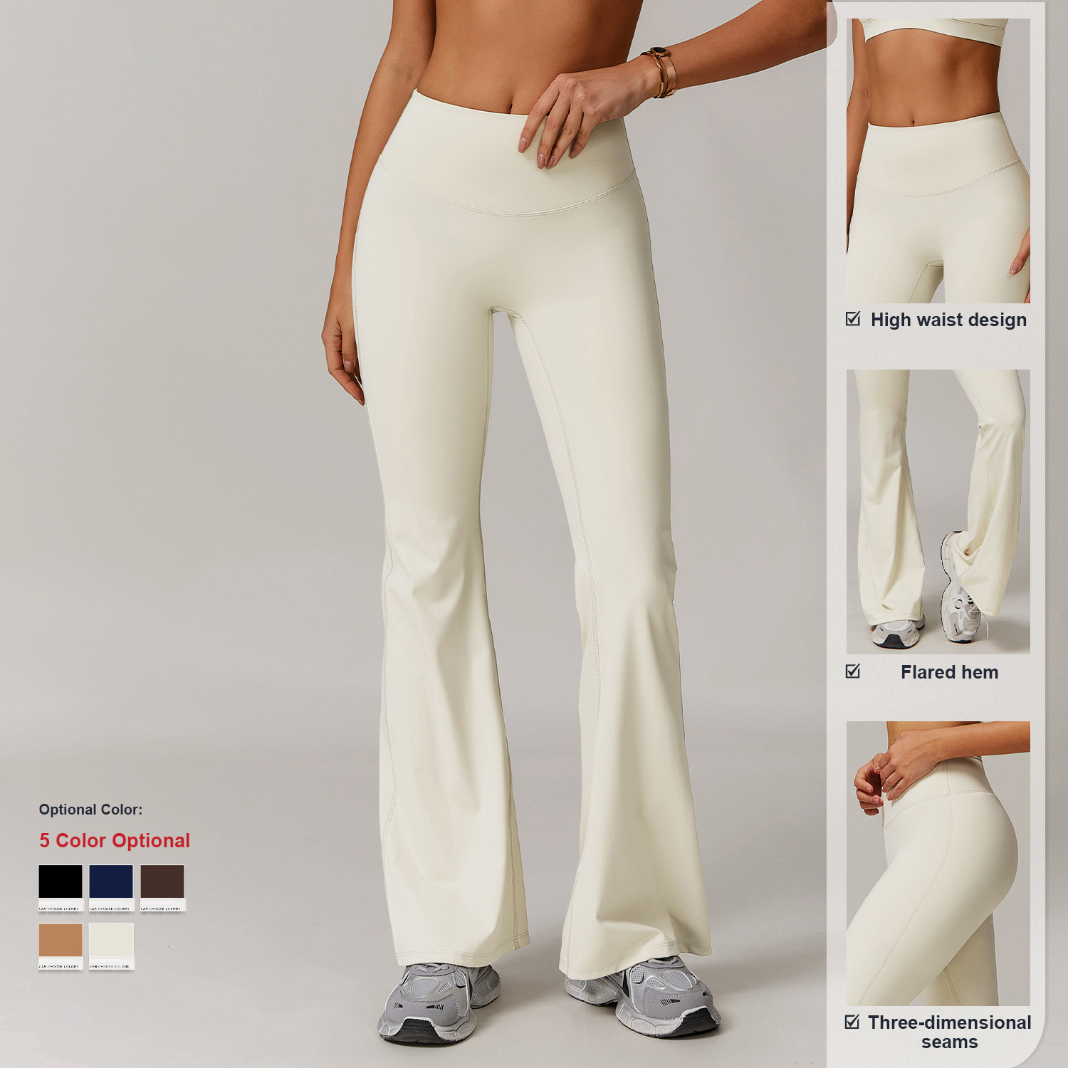 Custom High Quality Tight Workout Yoga Pants Women'S Wide-Leg Running Pants High Waisted Gym Fitness Sports Flared Yoga Pants
