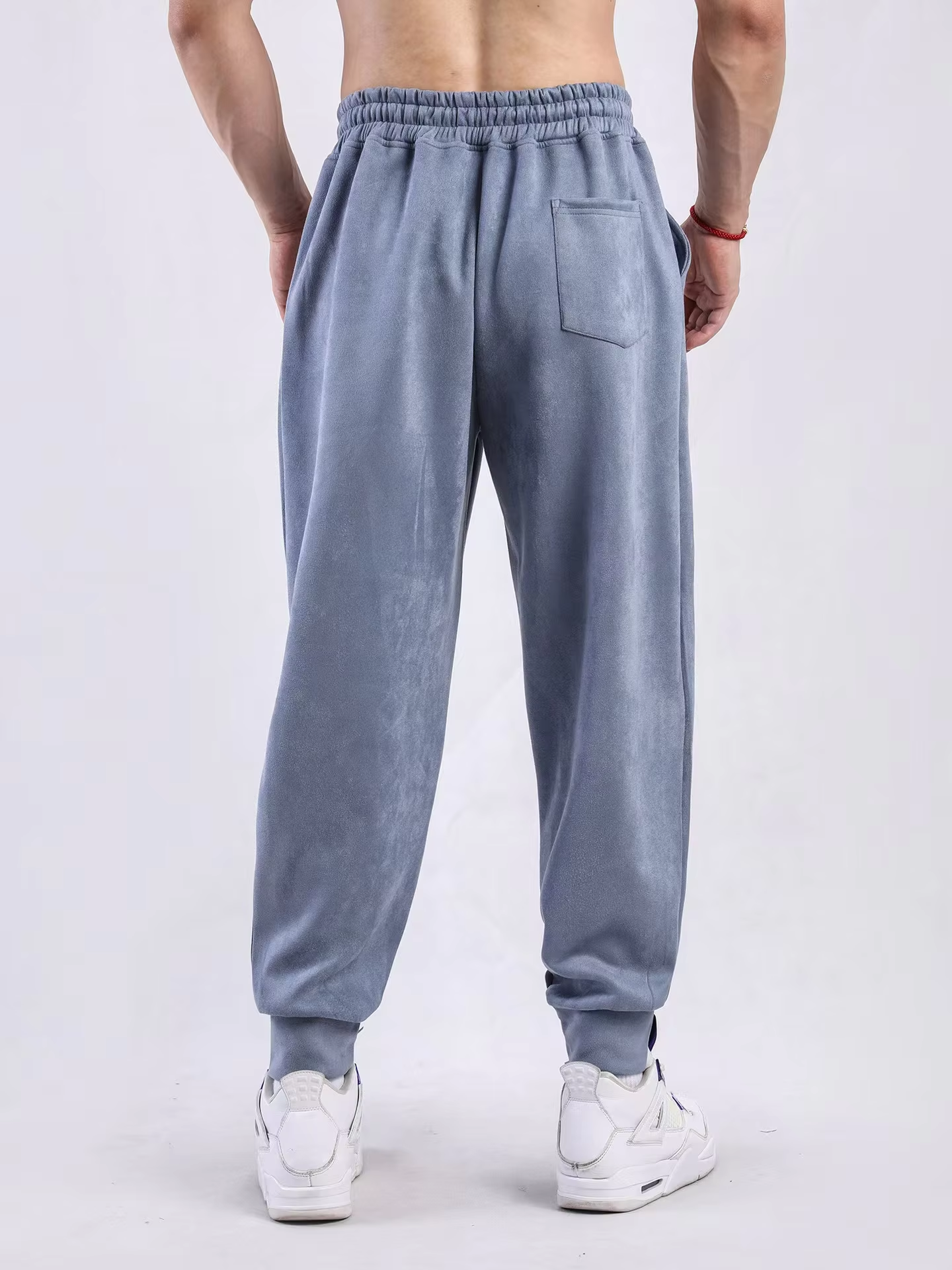 Men's Open-Bottom Straight Leg Baggy Casual Pants Lightweight High Elastic WORSTED Lounge Yoga Sweatpants for Home Gym