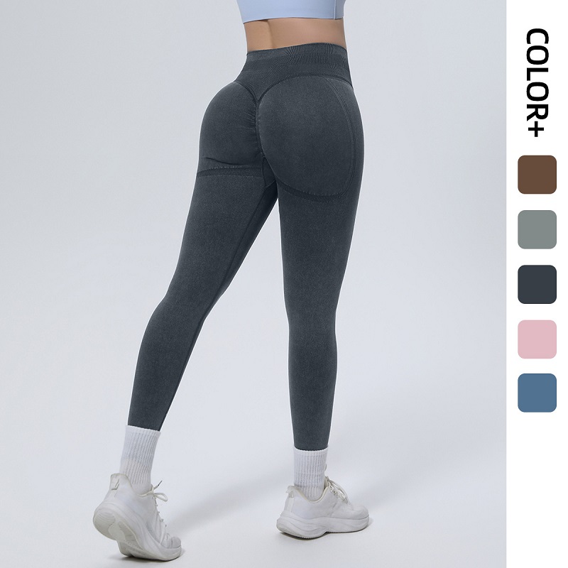 Seamless Yoga Pants High Waist Belly-lifting Hip Tight Full-Length Sweat-absorbent Breathable Lace Color Blocking Spandex/Nylon