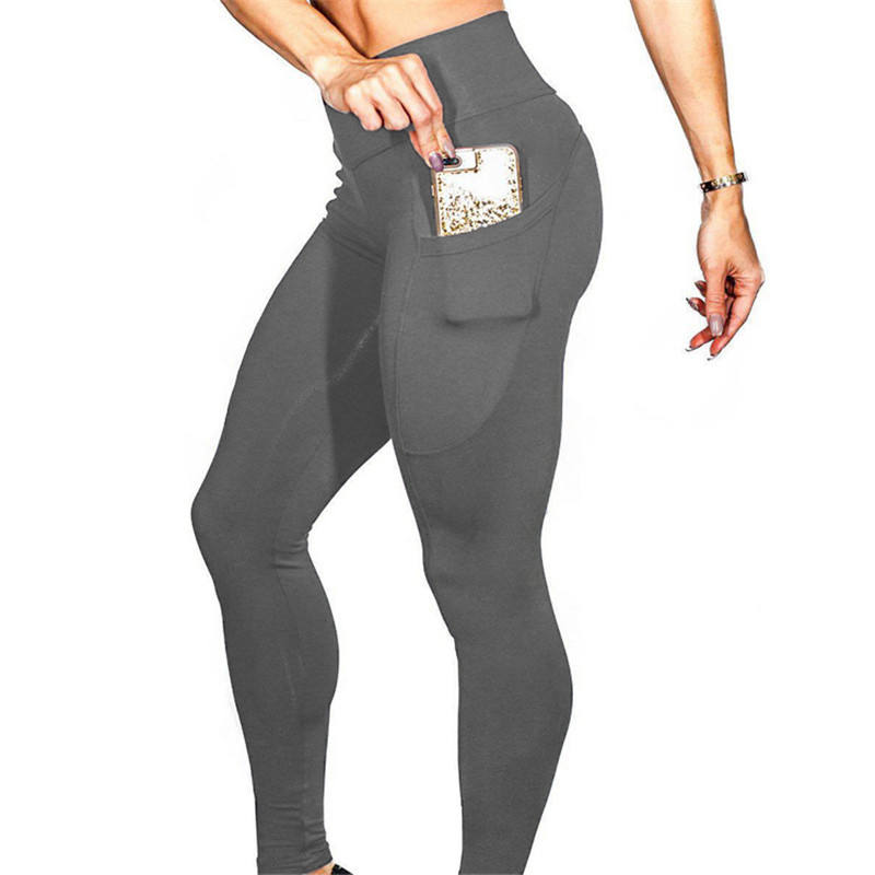 Multi Pocket Yoga Pants Women Squat Proof Gym Leggings High Waist Layered Side Pockets Athletic Tights Workout Trousers