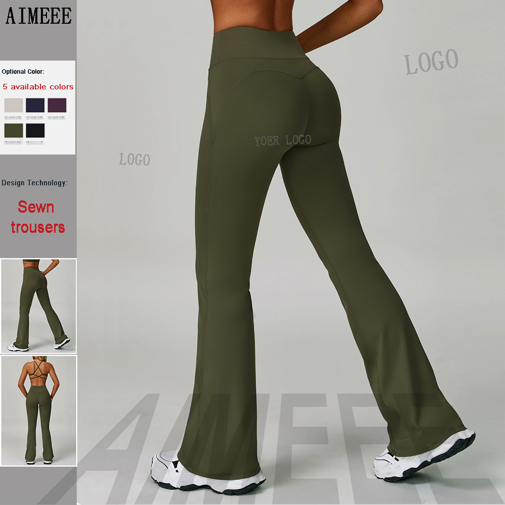 Women Sports Wear Petite Clothing High Waisted Peachy Hips Yoga Tights Gym Flared Fitness Workout Leggings for Women