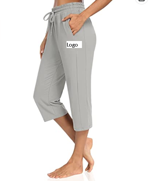 Women's Knitted Capri Yoga Pants Wide Leg Drawstring Loose Comfy Lounge Pajamas Pockets Breathable Snagging Resistance Hot