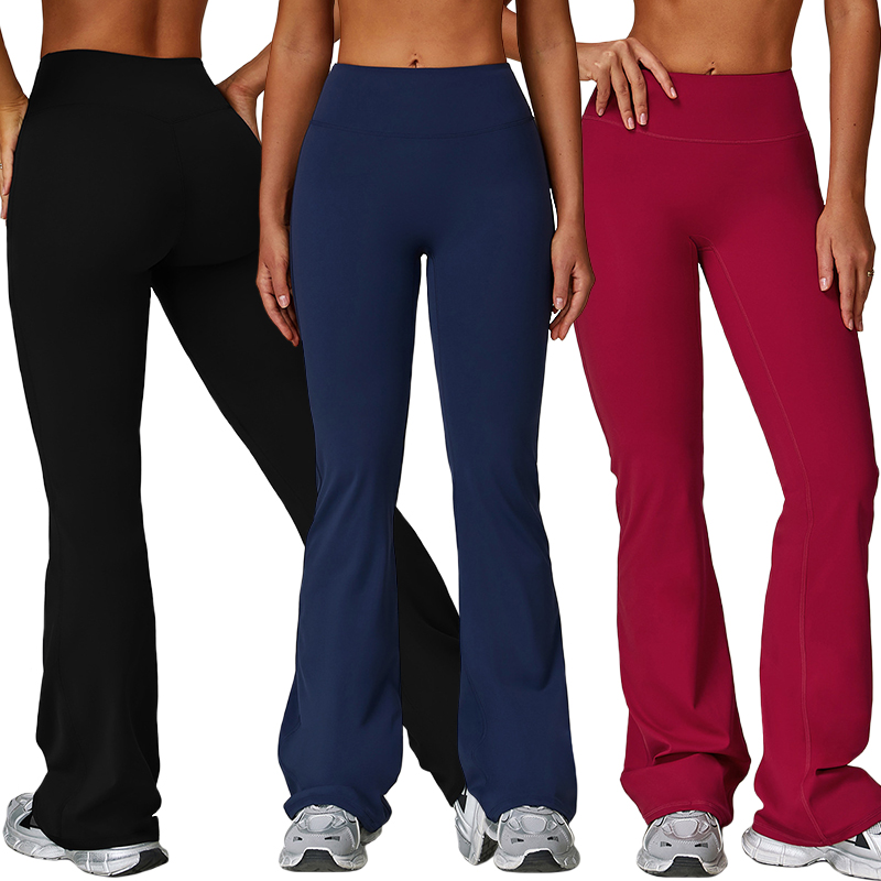 5061 Women's High-waisted Yoga Pants, Tight Wide-leg Flared Pants, Running and Fitness Flared Pants