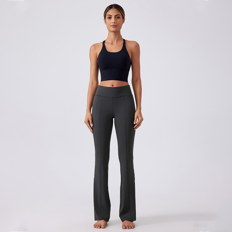 Hot Sell High Waist Flare Leggings With Side Pockets Tightbutt Lift Yoga Pants High Quality Fitness Running Pants