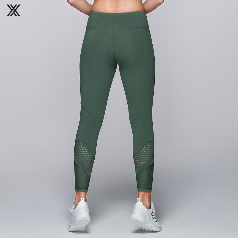 LOW MOQ Wholesale Athletic Wear Sportswear Women Butt Lifted Quick Dry Mesh Navy Green Yoga Pants