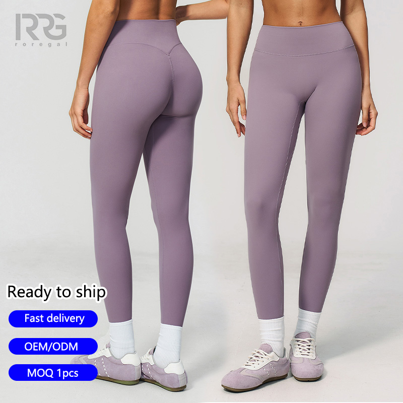 Roregal New High Waisted Yoga Leggings Women Butt Lifting Tummy Control Workout Pants Soft Peach Finish Quick Dry Gym Tights