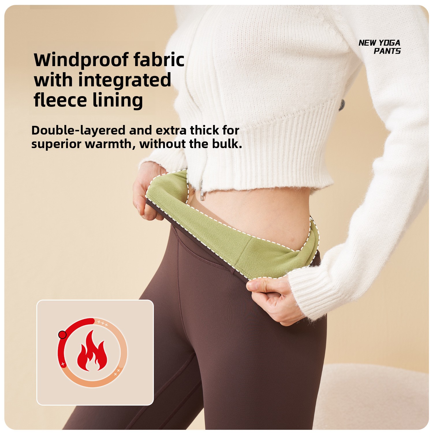 New Winter Solid Breathable Outerwear Tummy Control Hip Lift Fitness Sports Tight Thickened Fleece Yoga Pants