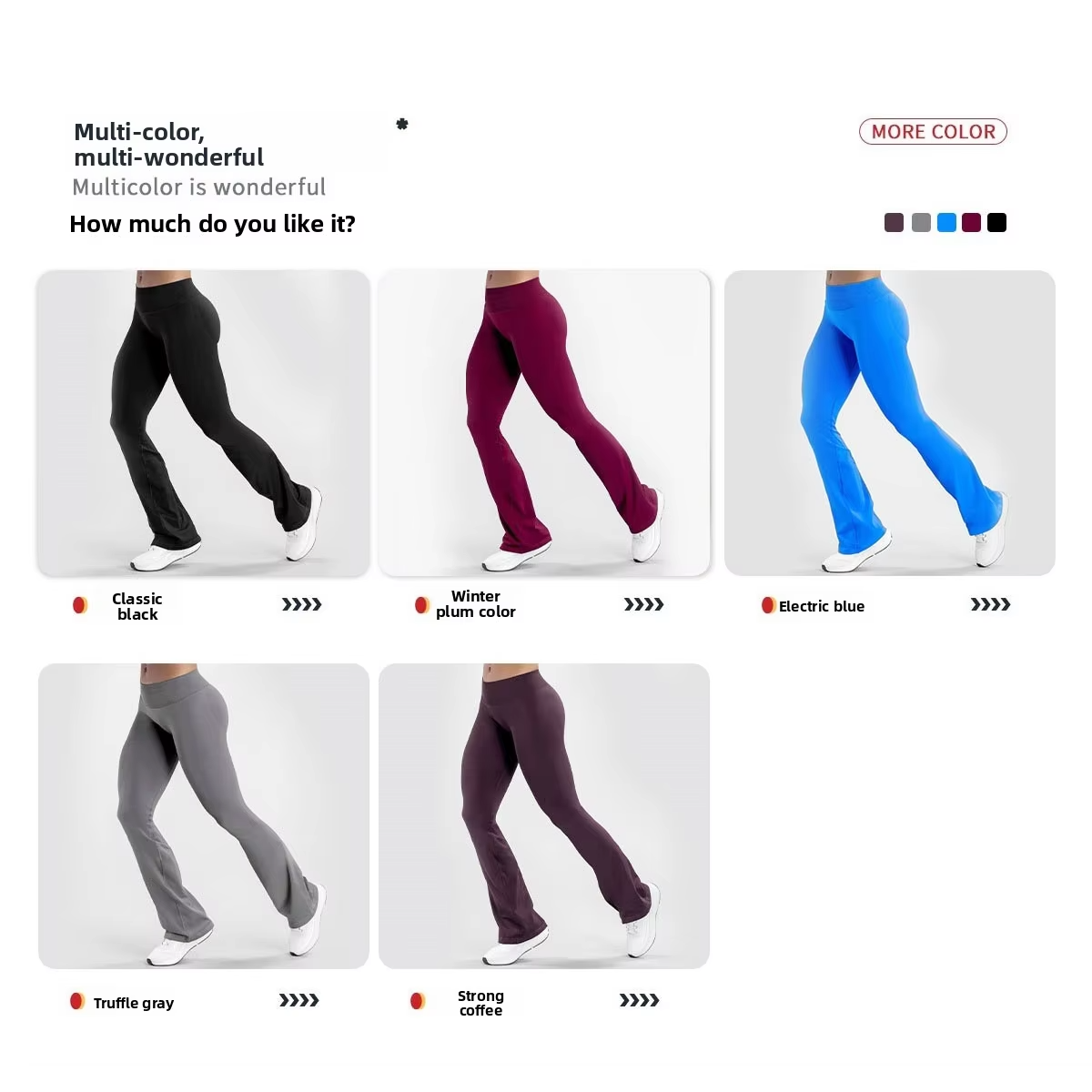 Women's Seamless Yoga Flare Pants Elastic Waist Spandex Polyester High Waist Wide-leg Bell-bottom Outdoor Running Sports Fitness