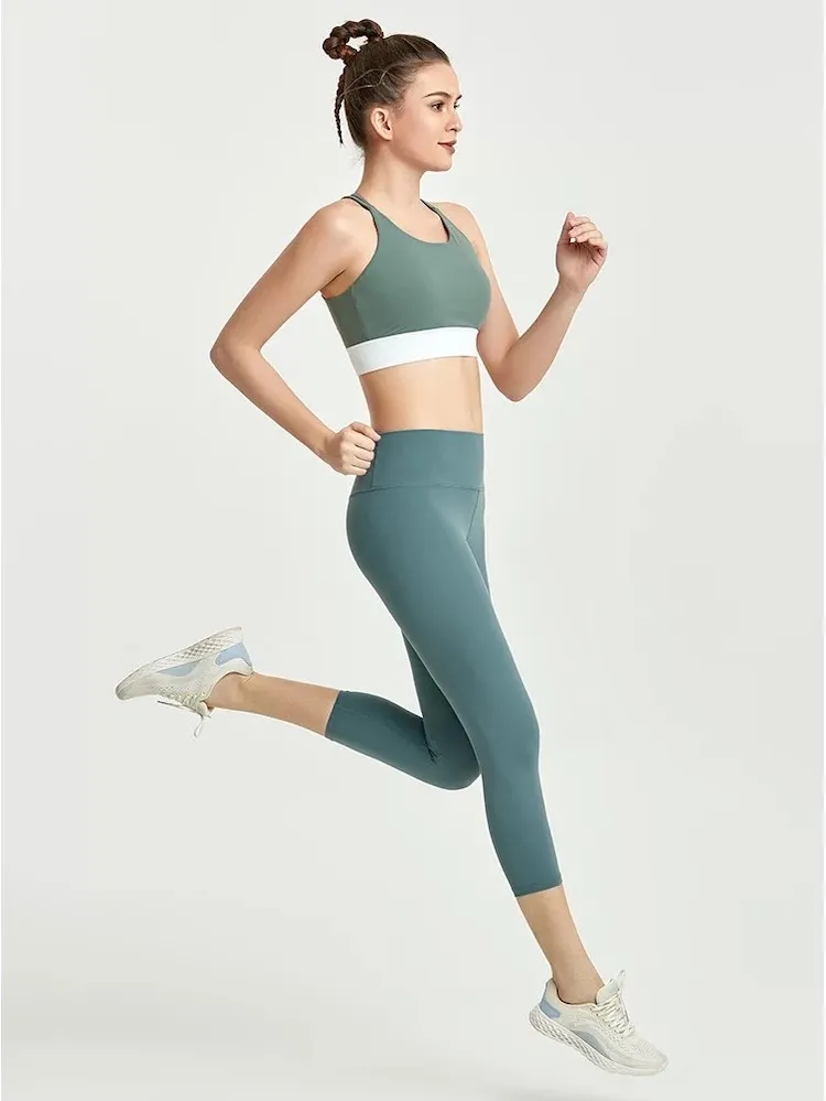 High Waist Soft Gym Running Capri Pants for Women