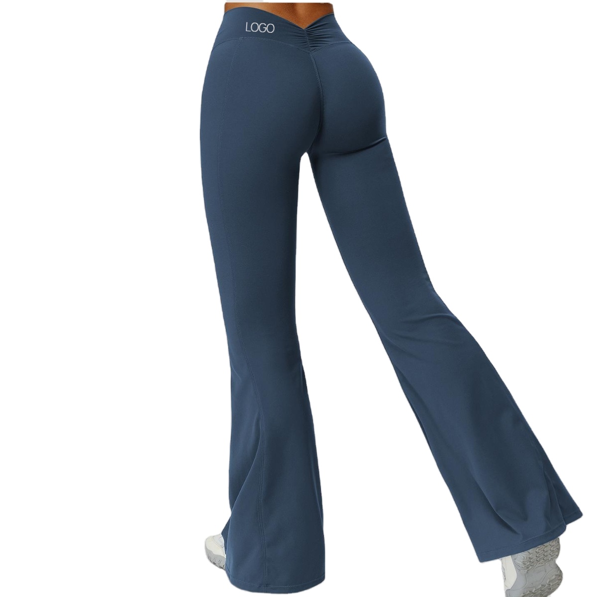 Women's Ruching Flare Yoga Pants - High-Waist Sculpting Trousers for Running &amp; Gym Custom Flared Leggings Available