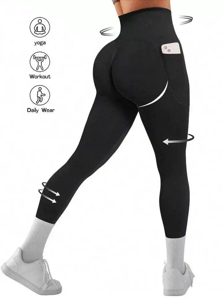 Customized ODM OEM Free Sample Butt Lift Seamless Yoga Pants Stretch Fitness Bottom Pants Exercise Leggings With Pocket Women