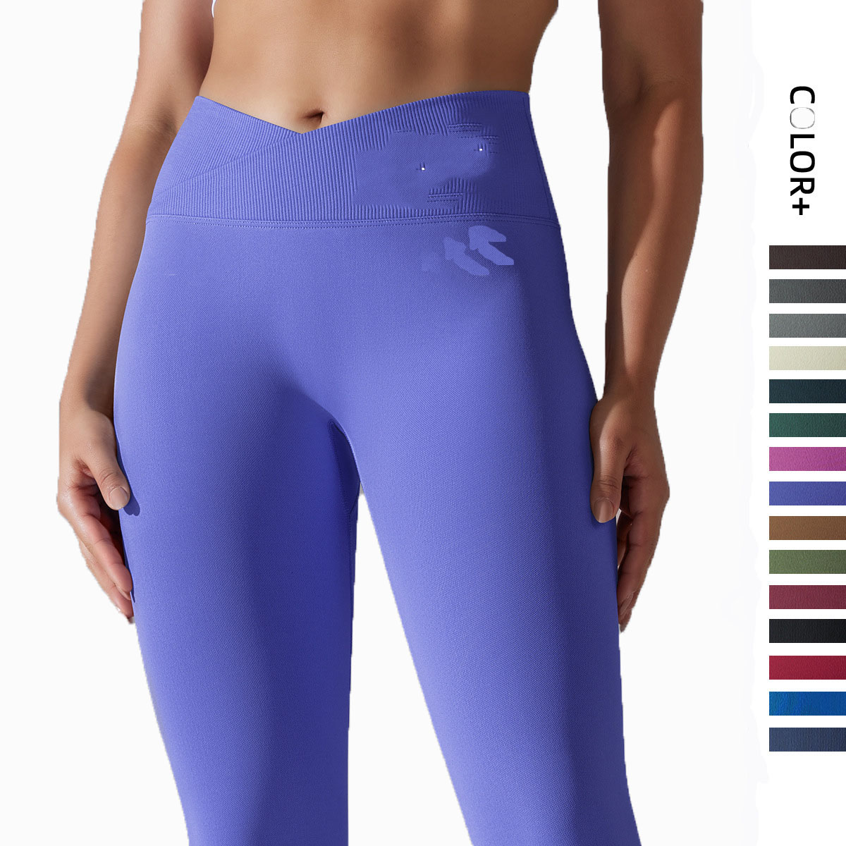 Seamless Knitted Yoga Pants Cross Waist Scruch Butt Yoga Running Sports Tights Breathable Quick Drying Fitness Workout Pants