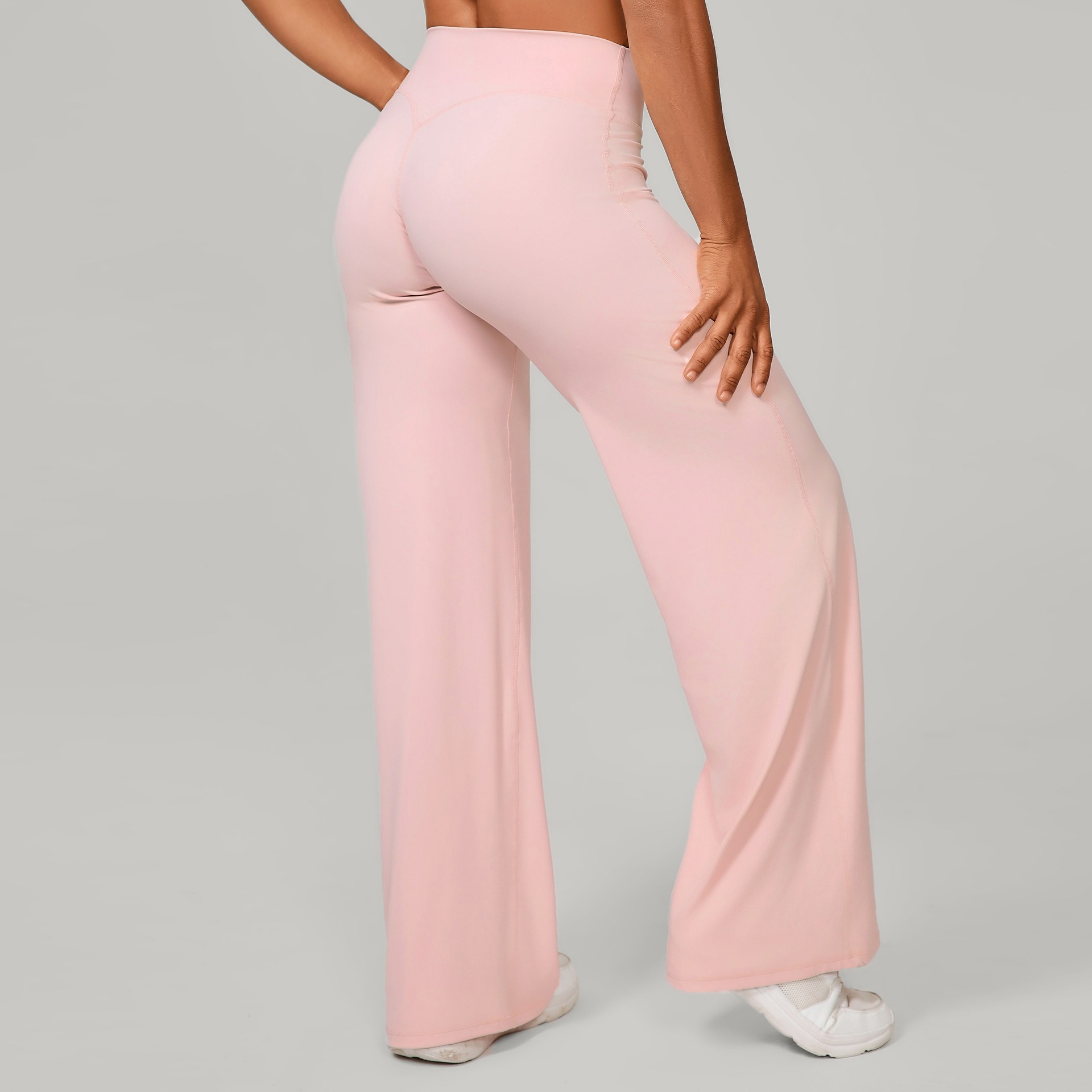 Women's High-waisted Breathable Yoga Pants With Button Decoration Tummy Control Loose Straight Leg Sports Style Workout Pant