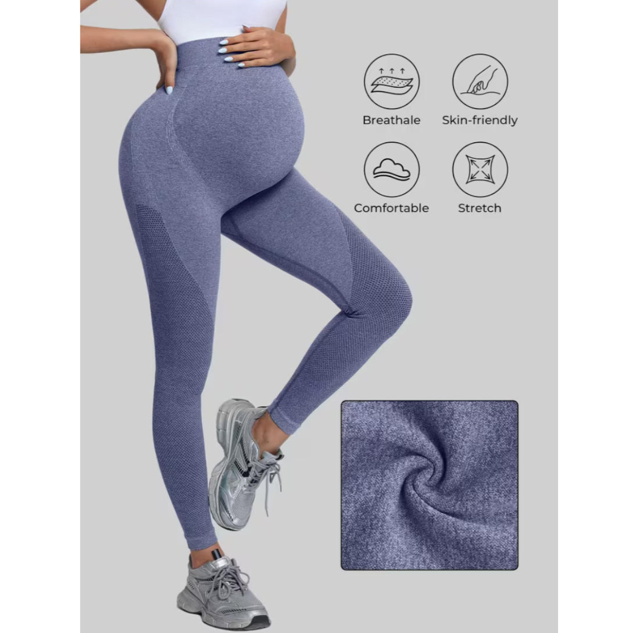 Maternity Solid Color High Waist Casual Leggings Abdominal Support Yoga Pilates Pregnancy Training Pants