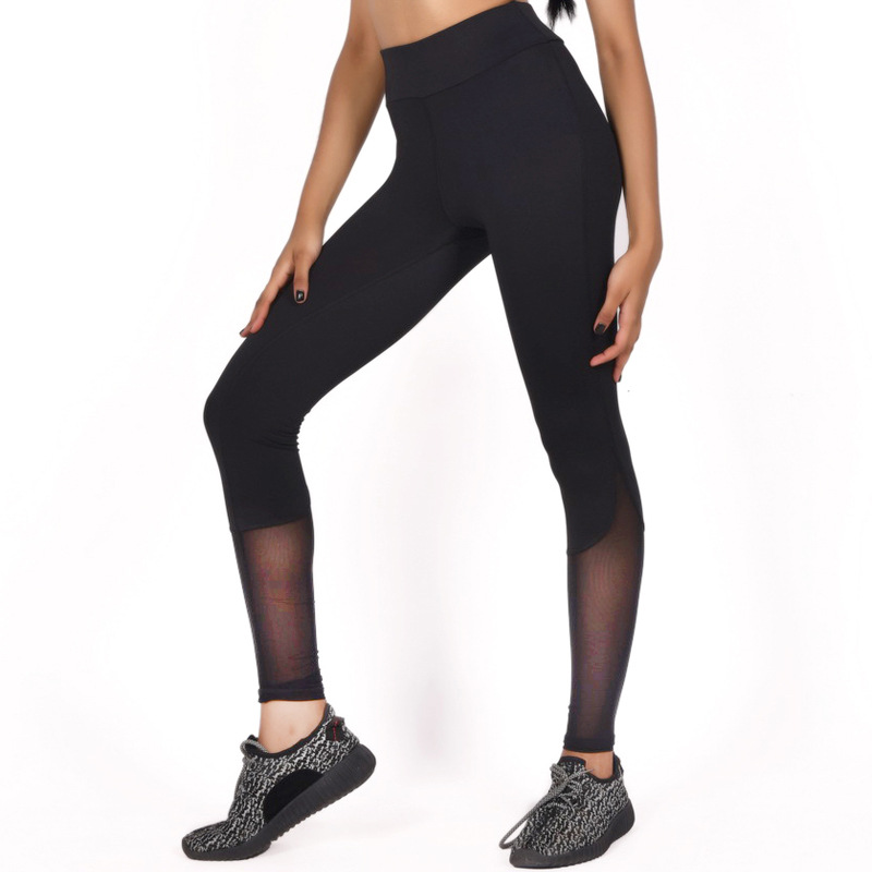 High Quality Custom Women's Yoga Leggings Solid Mesh Panel Eco-Friendly Sweat-Wicking Four-Way Stretch Seamless Breathable