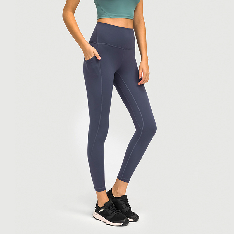 DL126 Naked Sensation Yoga Leggings Breathable High Waist Compression Tights With Drop in Pocket Buttery Soft Sizes M L