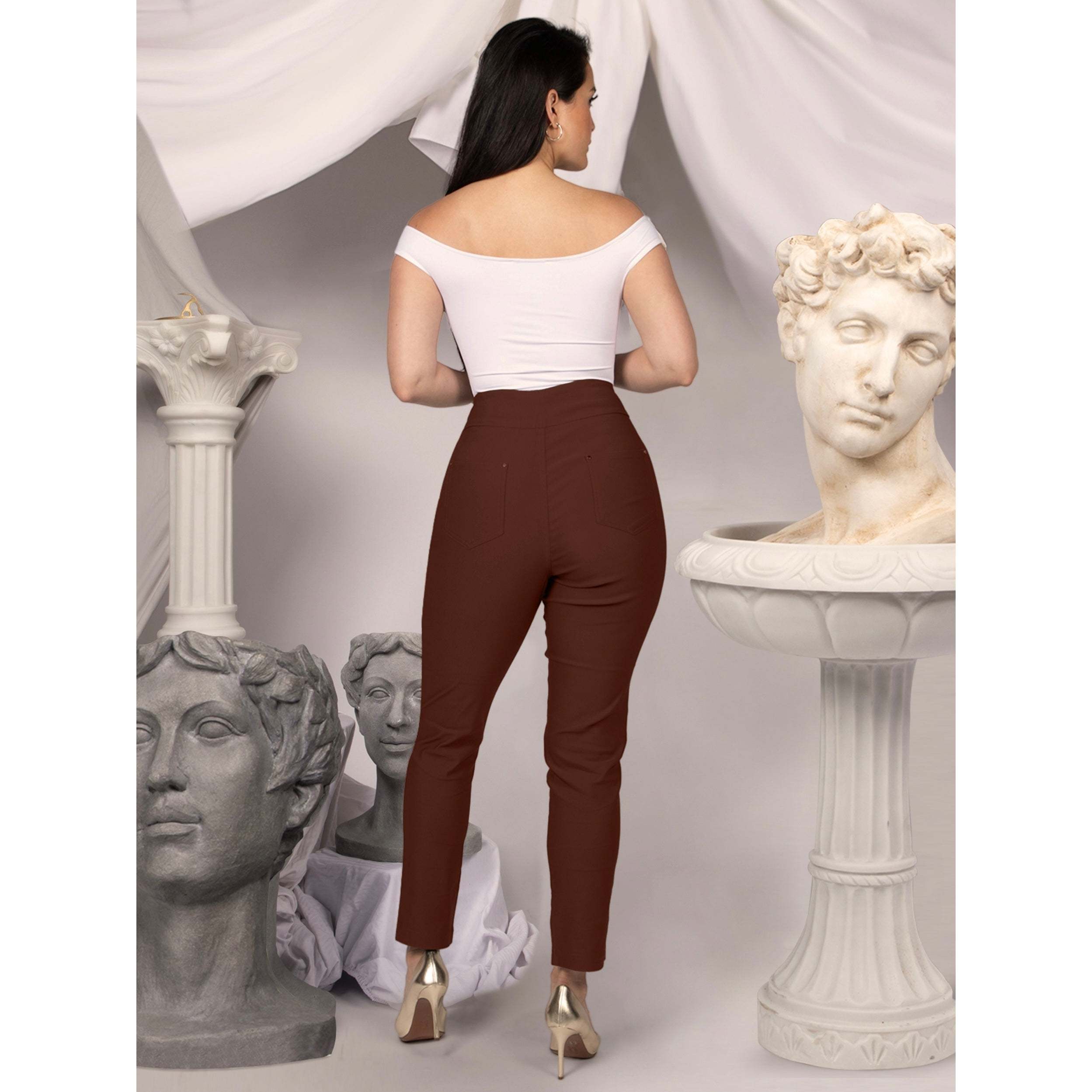 Jenna Rose Women's Petite Size Yoga Dress Pants Slim Fit Office Casual Slacks Stretchy Straight-Leg Work Pants 5 Pockets Spandex