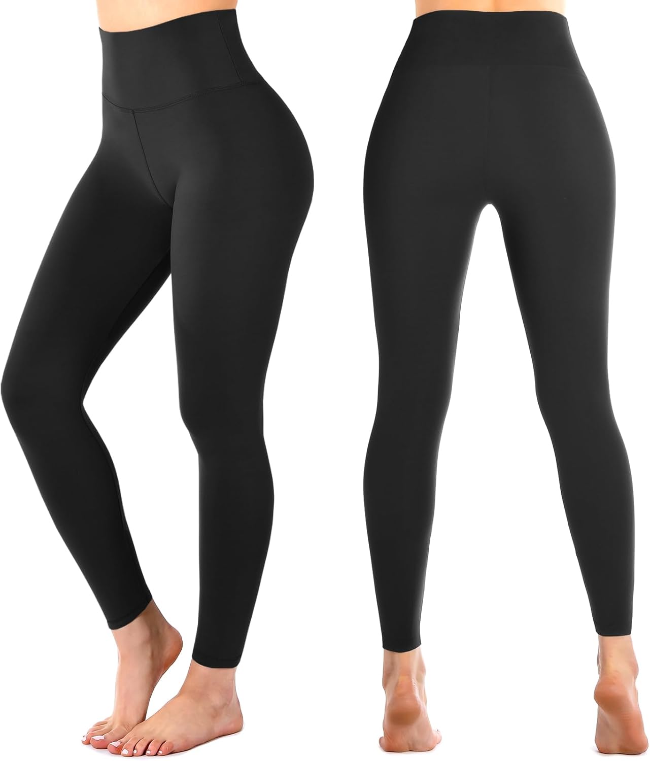 Leafigure High Waisted Breathable Solid Leggings for Women-Soft No See-Through Yoga Pants for Gym Workout Running 2 Piece Set