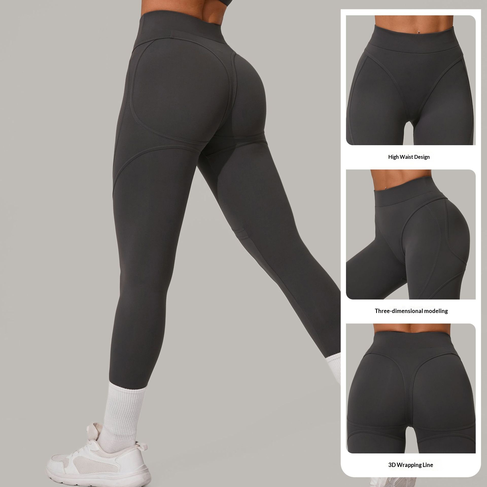High Quality Women's High Waist Brushed Push up Yoga Pants Tummy Control Squat Proof Sports Tights Workout Leggings for Gym