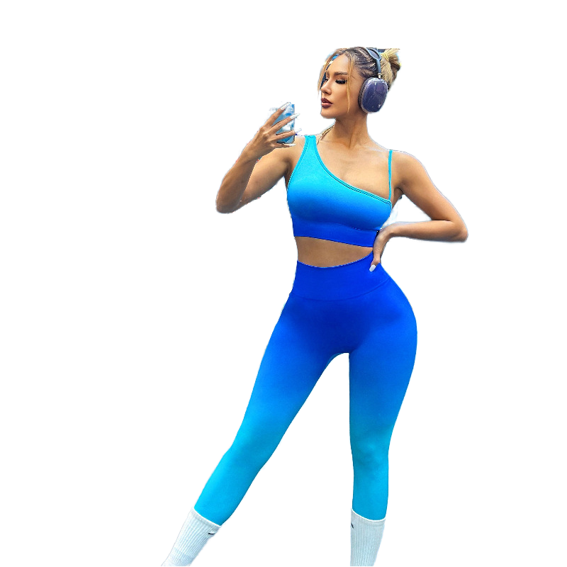 Custom Breathable High-Waisted Butt-Lifting Elastic Waist Front Print Ankle-Length Tie-Dye Seamless Gradient Running Yoga
