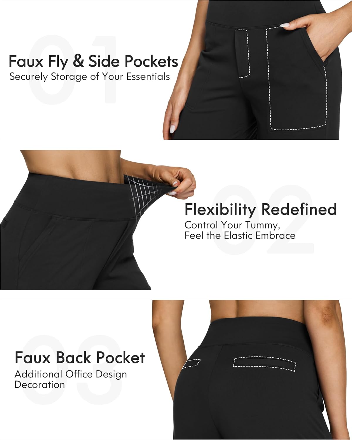 G4Free EverGoing Women's Yoga Pants Loose Wide Leg Pockets High Waist Stretch Dress Casual Sweatpants Petite/Regular/Tall