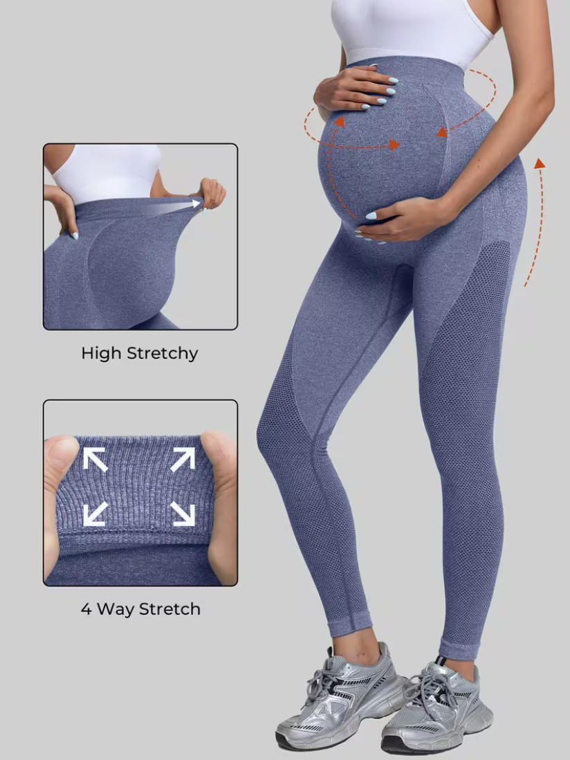 Maternity Solid Color High Waist Casual Leggings Abdominal Support Yoga Pilates Pregnancy Training Pants