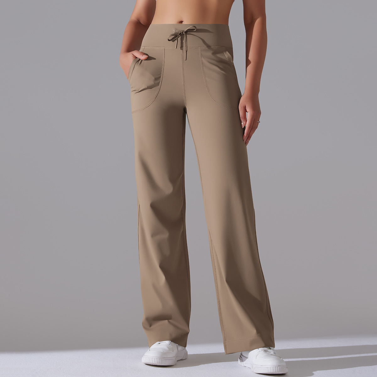 Wide Leg Pants With Pockets Women's Loose Yoga High Waist Legging Drawstring Outdoor Casual Jogging Gym Sports Flare Pants