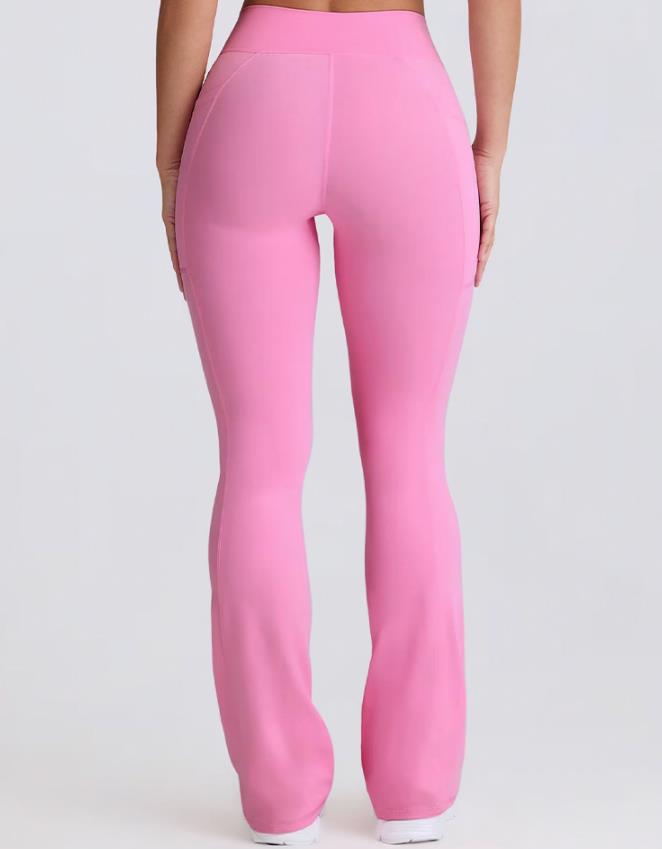 Women High Waist Yoga Pants with Pocket Flare Print Breathable Lightweight Eco-Friendly Four-Way Stretch