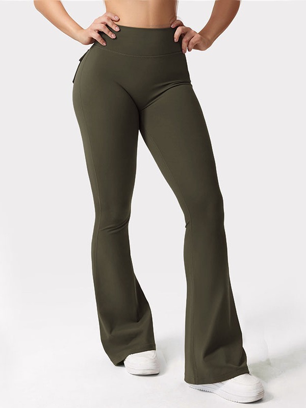 Yoga Flared Pants with Peach Hip Pocket Quick-Drying High Waist Belly-Tightening Sexy Sports Trousers for Women