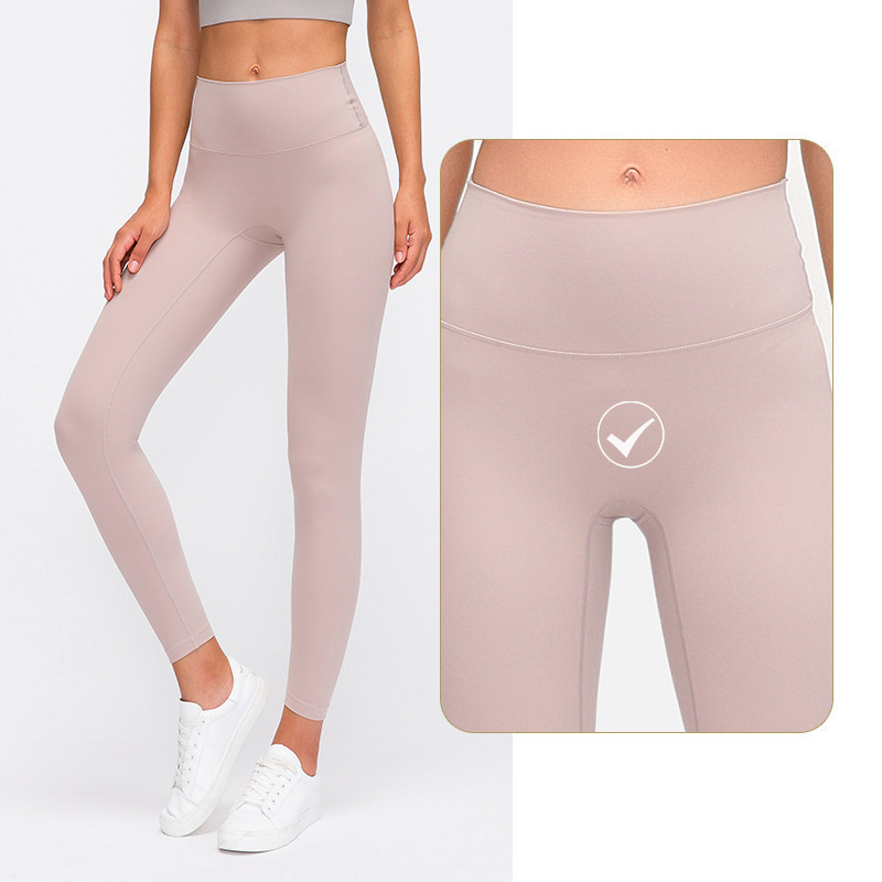 Wholesale High Quality Custom Logo Fitness Gym Tights No Front Line Seamless Soft High Waist Yoga Pants Leggings Women