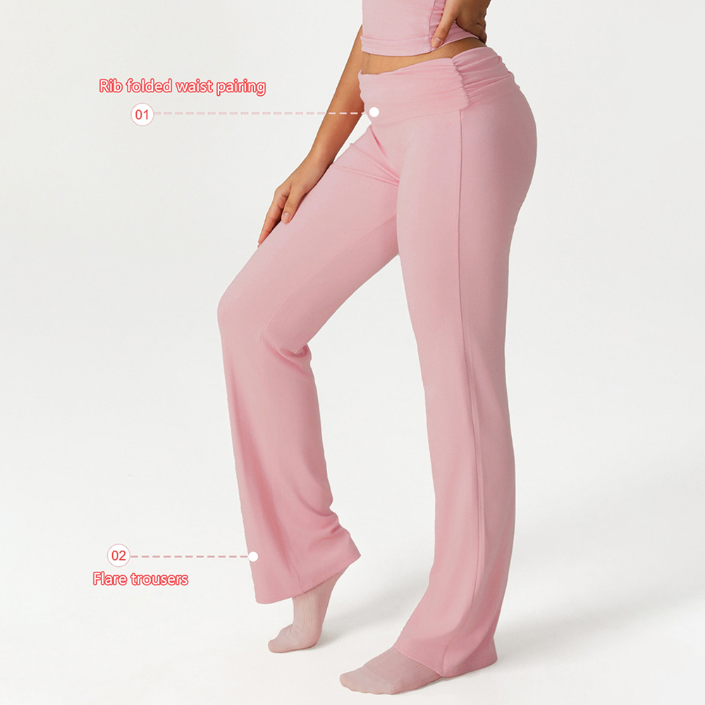 Wholesale Flared Yoga Pants High Waisted Butt-Lifting Tummy-Control Wide-Leg Slim-Fit Flare Fitness Pants for Women