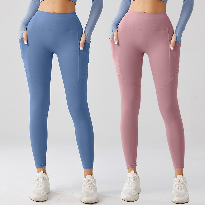 Women's Yoga Leggings 28 Inches High-Waist Tummy Control Quick Dry Features Custom Logo Workout Pants Pockets