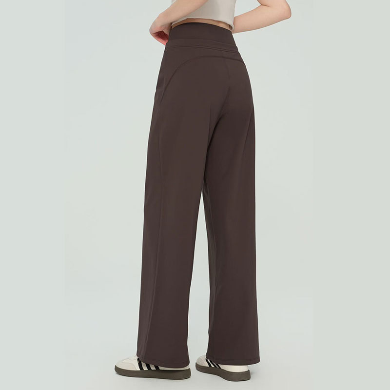 High Waist Wide Leg Yoga Pants Women Loose Fit Casual Workout Spandex/Nylon Solid Tummy Control Sweat-Wicking Custom Logo OEM