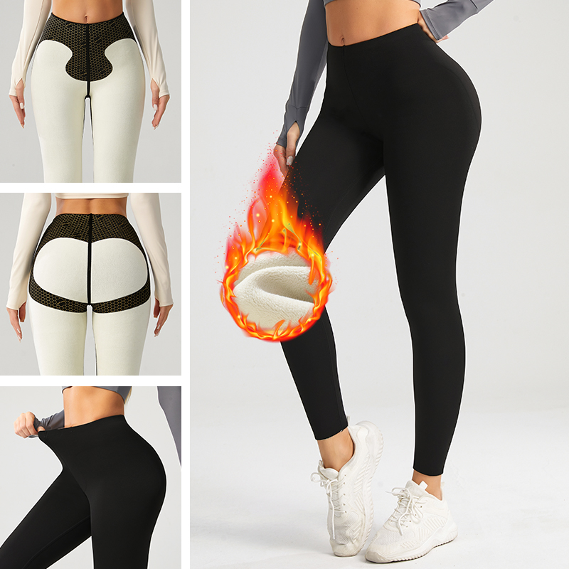 Women High Waist Thick Thermal Leggings Warm Winter Fleece Lined Butt Lifting Unique Design Yoga Winter Leggings