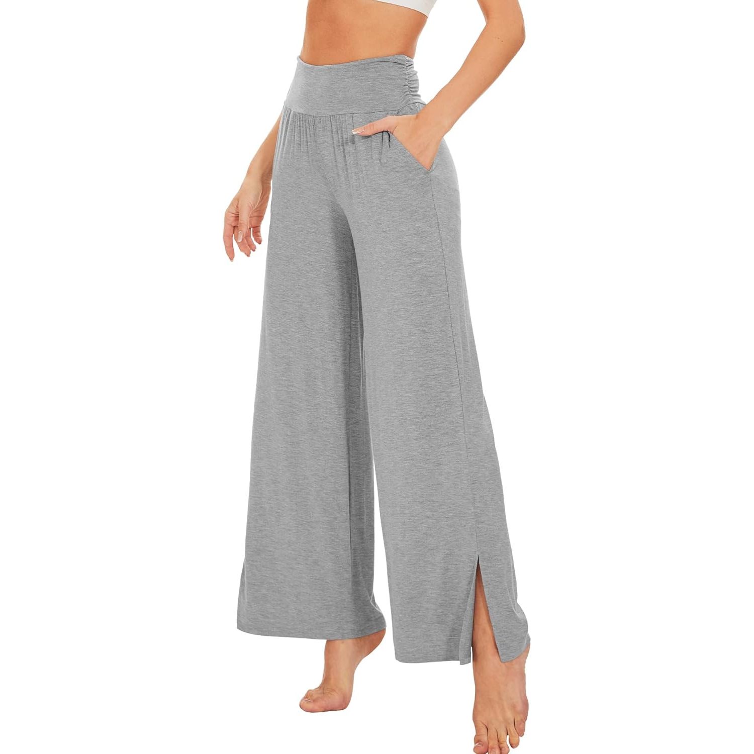 Custom Womens Bamboo Viscose Lounge Pants Soft Wide Leg Palazzo Yoga Pant Casual Pajama Bottoms S-XXL