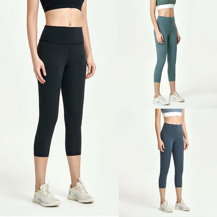 Factory OEM High Waist Buttery Soft Gym Running Capri Pants for Women, Tummy Control 4 Way Stretch Workout 3/4 Yoga Leggings, Athletic Jogging Wear