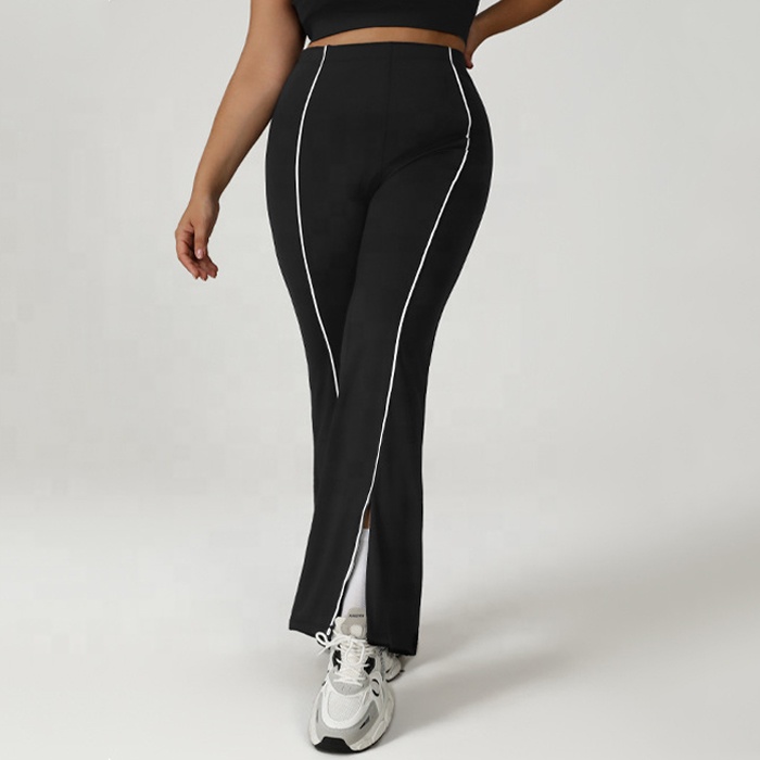 Fat Women Color Block XL-4XL Plus Size Workout Yoga Gym Sport Fitness Dance Vent Flared Leggings Bootleg Lounge Wide Leg Pants