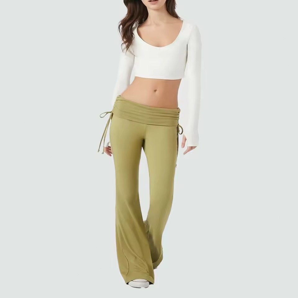 Custom Logo Girls Yoga Pants 7/8 High Waisted Flare Gym Leggings Soft Waistband Ankle Length Eco-Friendly Four-Way Stretch