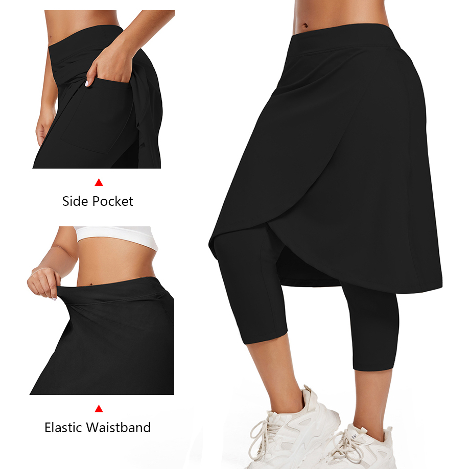Women's High Waist Sport Style Knitted Nylon Spandex Fabric Pants with Pockets Solid Pattern Fitness Leggings in XS Size