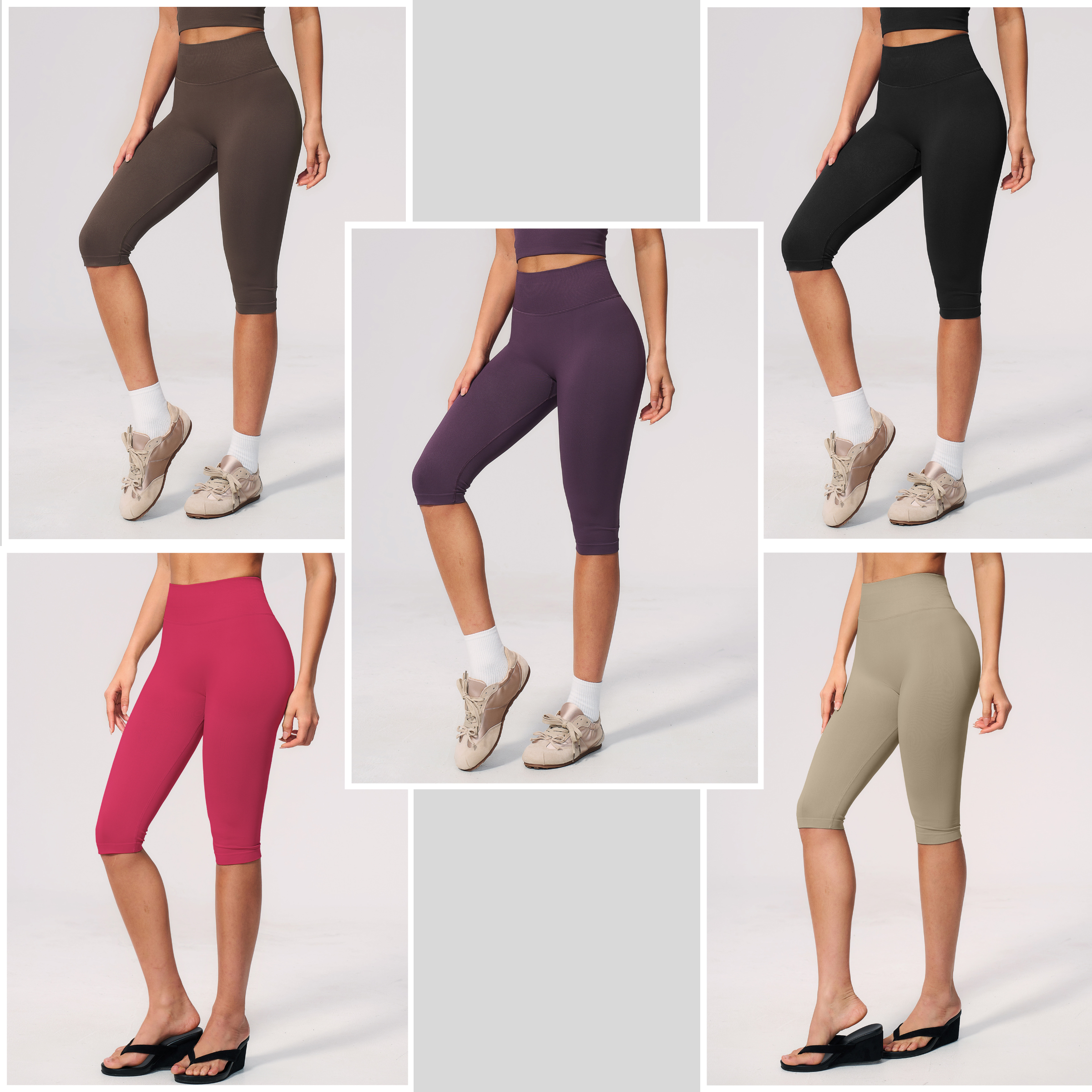 Seamless Thread Yoga Calf-Length Leggings High Waist Abdominal-shaping Hip Raise Skinny Running Fitness Sports Cropped Pants