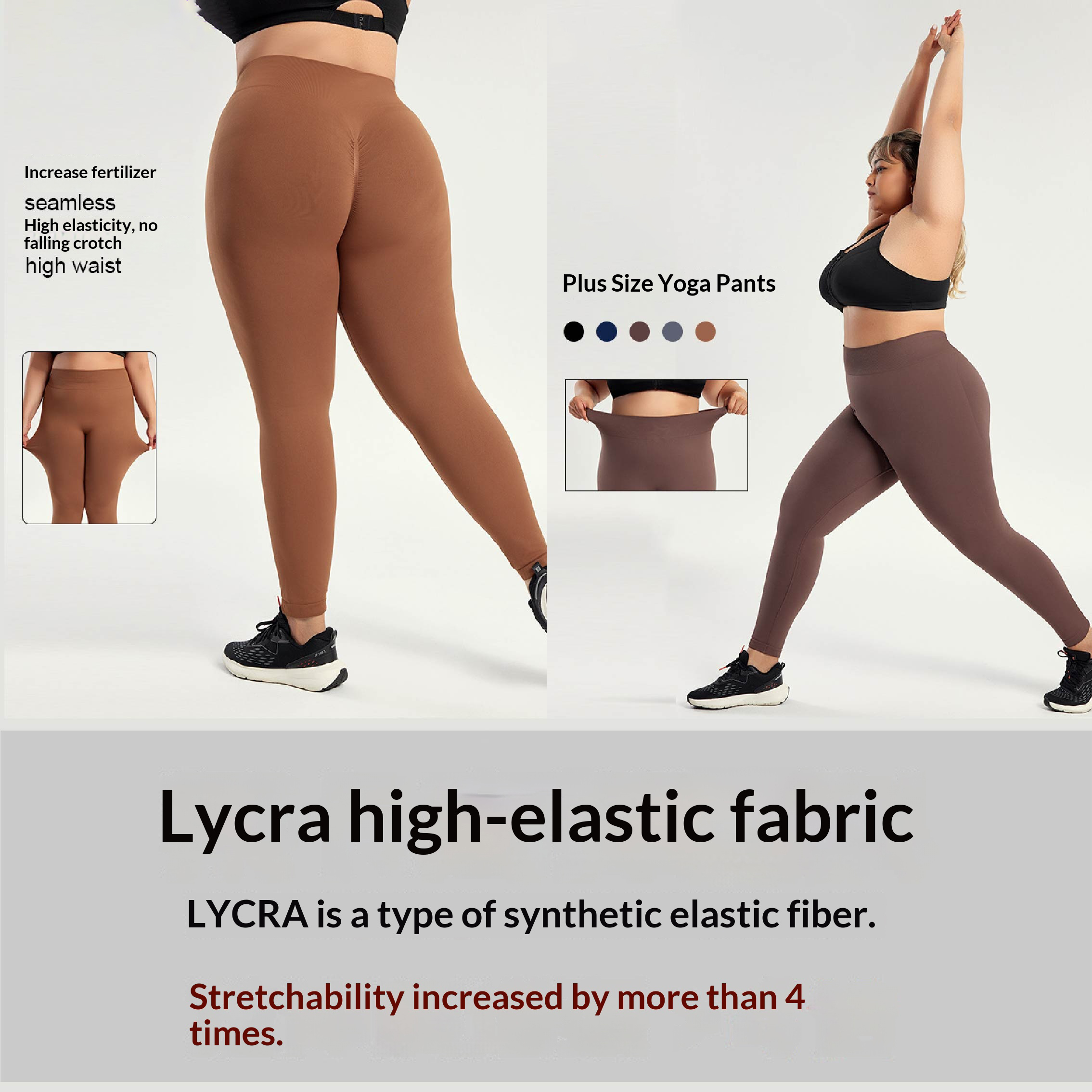 Breathable Stretch Soft Touch Women Plus Size High Waist Seamless Knee Length Yoga Pants for Gym Workout Daily Training